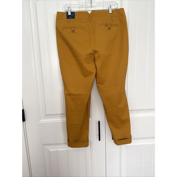 NWT Womens Lands End Cropped Straight Leg Pants Mustard Stretch Preppy Dressy 14 - Picture 2 of 12